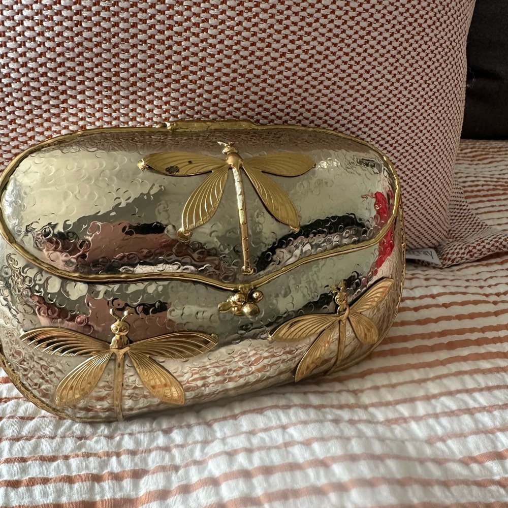 Gold Dragonfly Embellished Women's Bag